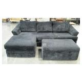 Sofa with reversible lounger end and storage