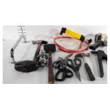 Tools, includes hammer, scissors, truck hitch,