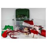 Christmas holiday decor in clearview storage tote