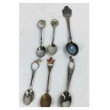 Six souvenir spoons, Toronto, Hawaii, Walt