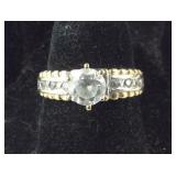14k yellow gold CZ ring size 6 2.6g