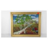 Country Lane painting on artist board,  signed,