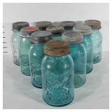 Ten ball perfect Mason jars with zinc lids and