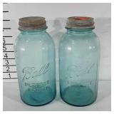 Two ball perfect Mason jars with zinc lids and