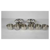 Stieff pewter, two 6" bowls and six Jefferson