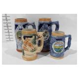 Four ceramic steins, Crater Lake Oregon, San