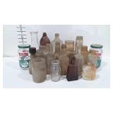 Glass bottles and jars, twenty total