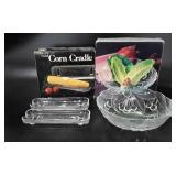Crystal, includes set of six corn cradles in box