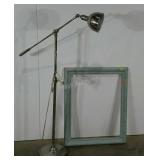 Frame, 26 x 33, and a swing arm floor lamp
