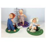 Three Annalee dolls, logo kid 1997-98, logo kid