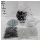 Glass pitcher and glass beads