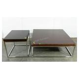 Coffee table, 45 x 45, and end table, finish wear