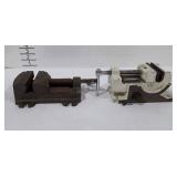 Two drill press vices