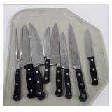 J.A. Henckles knives and carving fork, seven