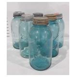 Six ball Mason jars, all include zinc lids with