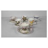 Six bone china teacups & saucers, Royal Albert,