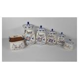 Heritage canisters, salt box and honey jar,