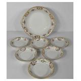 Nippon painted berry bowl set, 10" serving bowl