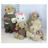 Plush bears and cat, includes Boyd Bears and The