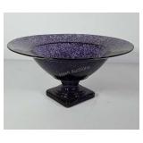 Purple glass pedestal center bowl, 15"