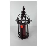 Pillar candle lantern, metal, 15" tall