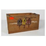 Wooden box basket with birdhouse design