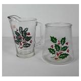 Holly berry water pitcher and vase