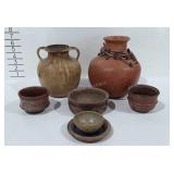 Pottery group, includes vases, small bowls, and