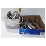 Old kitchen knives and flatware