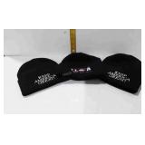 Three black stocking caps: USA and keep America