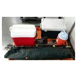 Skid lot: includes coolers, a tarp, pressure