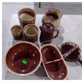 Brown pottery mixed group, MCP, Pfaltzgraff, H.P