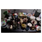 Assorted glassware, pottery, salt and 0epper