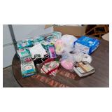 Bath lot, pampers diapers, pacifiers, baby shoes,