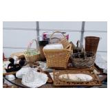 Home decor group with baskets, beanie babies,