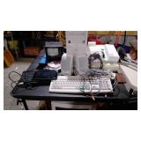 Computer related items, speakers, keyboard,