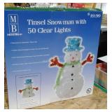 Christmas light up decor,, tinsel snowman with 5