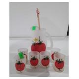 Glassware, frosted pitcher and juice set with