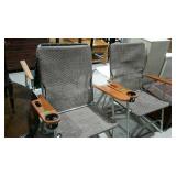 Folding nylon yard chairs with drink holders, 2