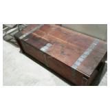 Storage trunk with metal accents, includes