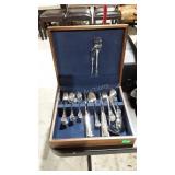 Flatware chest with flatware marked Korea