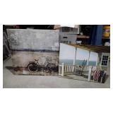 Two prints on canvas: bike and front porch at the