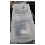 HO train tracks in storage tote