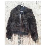 100% Rabbit Fur Coat, brown color, size medium,