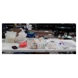 Fishing lures and tackle, 12 empty boxes and 7