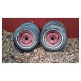 Set of 4 Tires 15" with steel 5 lug wheels.