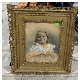 Antique Gilded frame with young girl print,