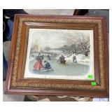 Antique oak & gilded frame with Print, Geo Blair