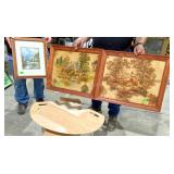 4 Piece LOT: 2 early fabric 3-D type wildlife