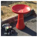 Painted Concrete Bird Bath 16" Bowl, plus 3 nomes